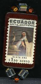 ANGEL:  Ecuador  Vintage Stamp art pin